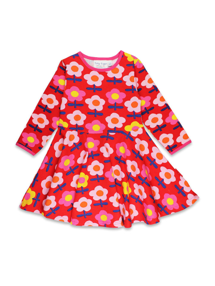 Toby Tiger Skaterkleid mit Retro Blumen Print in rosa günstig kaufen