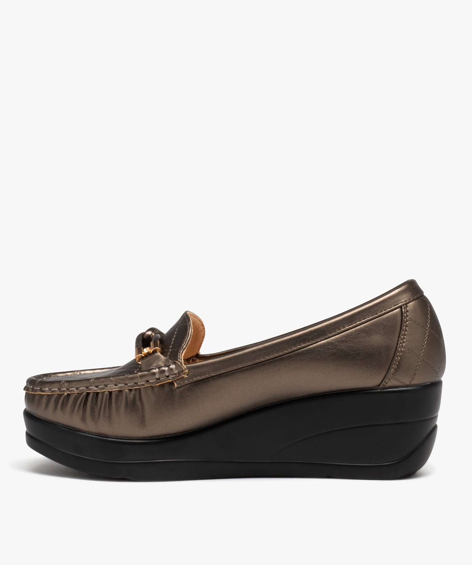 Mocassins femme confort dessus uni effet métallisé à seme... bronze | GEMO