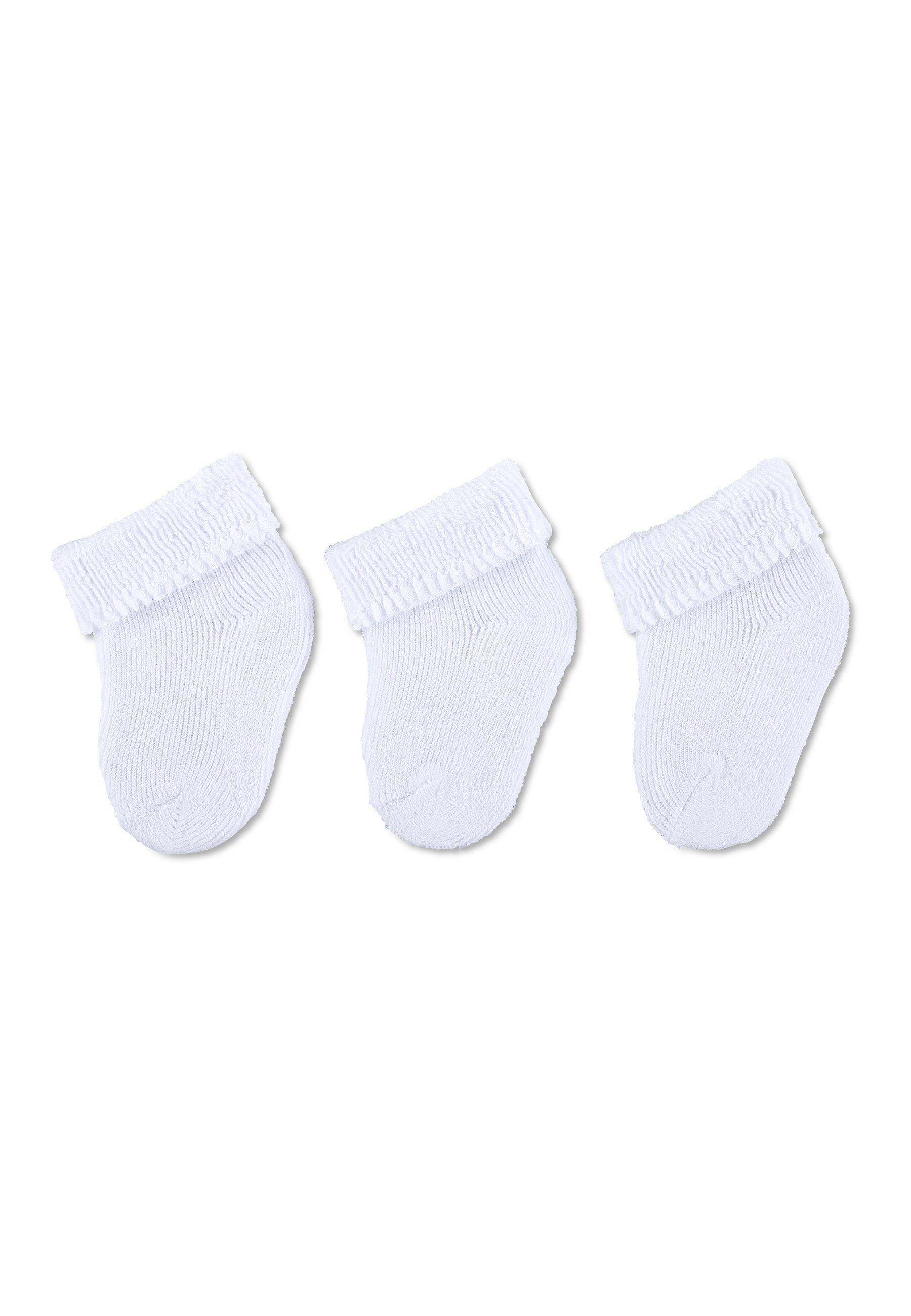 Sterntaler® Feinsöckchen Erstlingssöckchen uni, 3er-Pack (3-Paar, 3er Kindersocken, Erstlingssocken aus Baumwolle für Kinder) Babysocken mit süßen Motiven, Kurzsocken Baby mit Vollplüsch