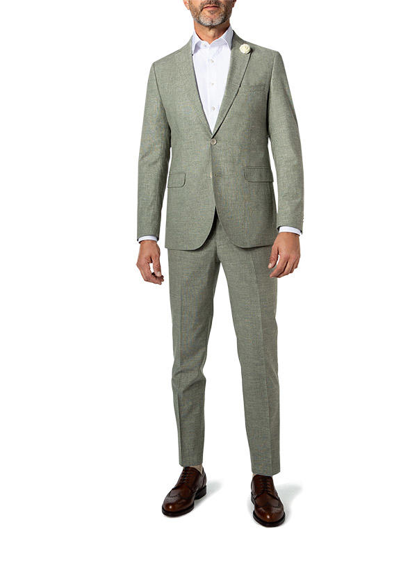 CG, Anzug mit Weste, Slim Fit, Baumwolle-Schurwolle, grün meliert