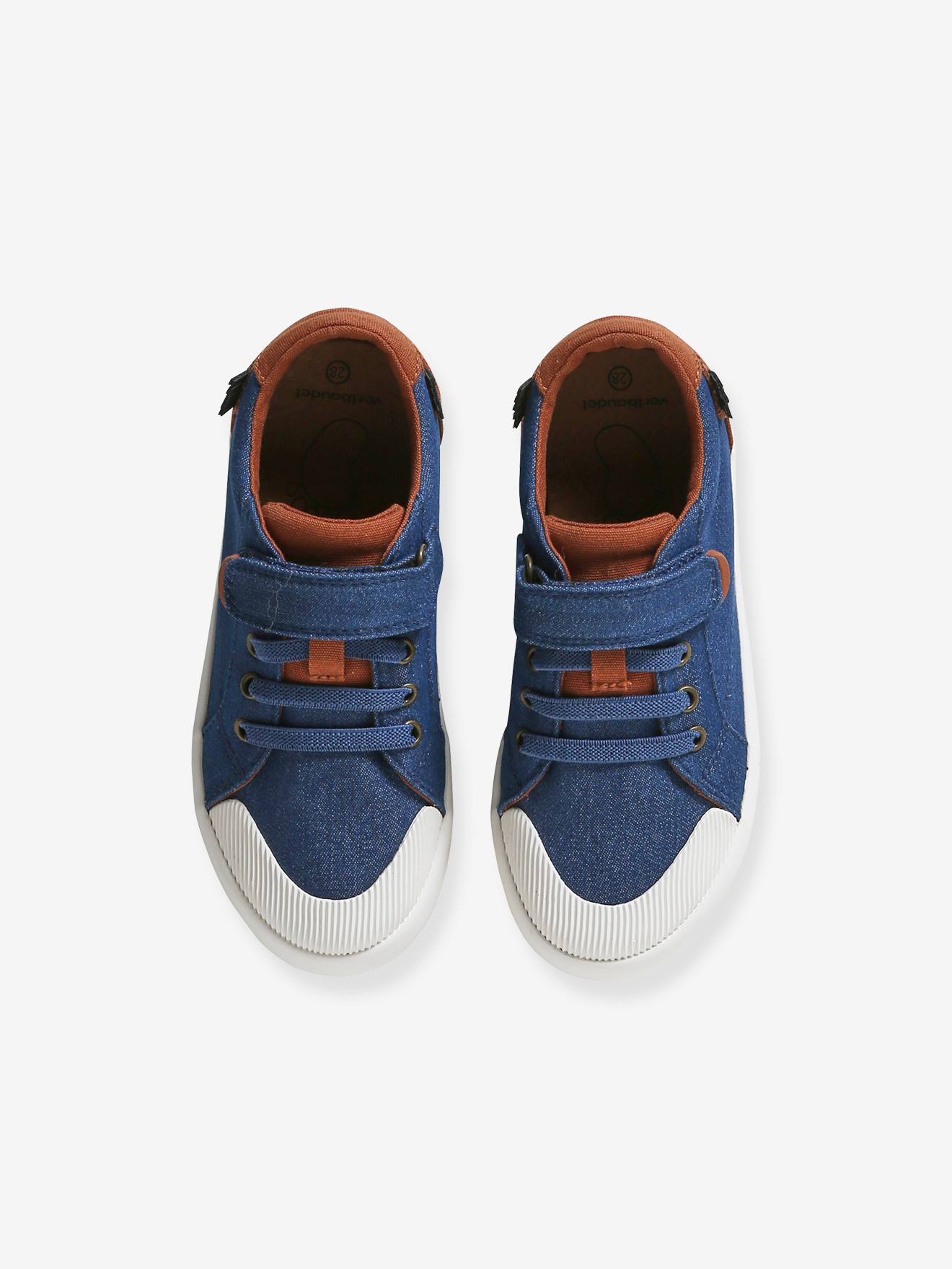 Vertbaudet Kinder Stoff-Sneakers mit Anziehtrick - jeansblau