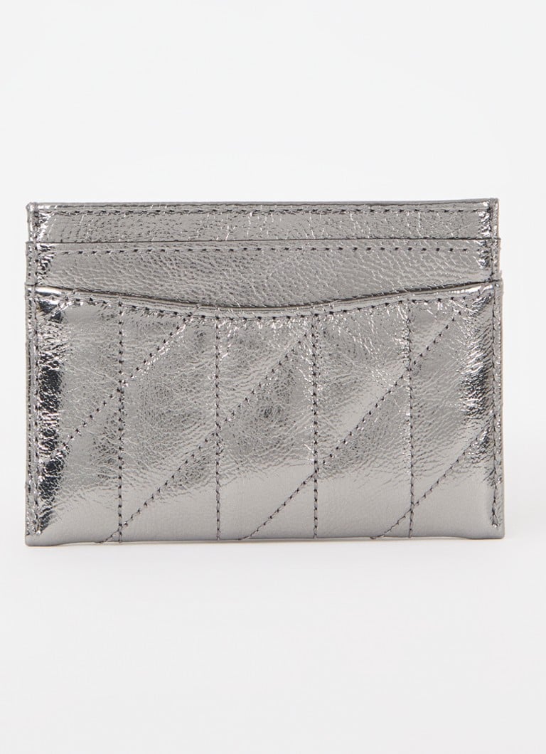 Coach Leather Card Holder with Metallic Finish