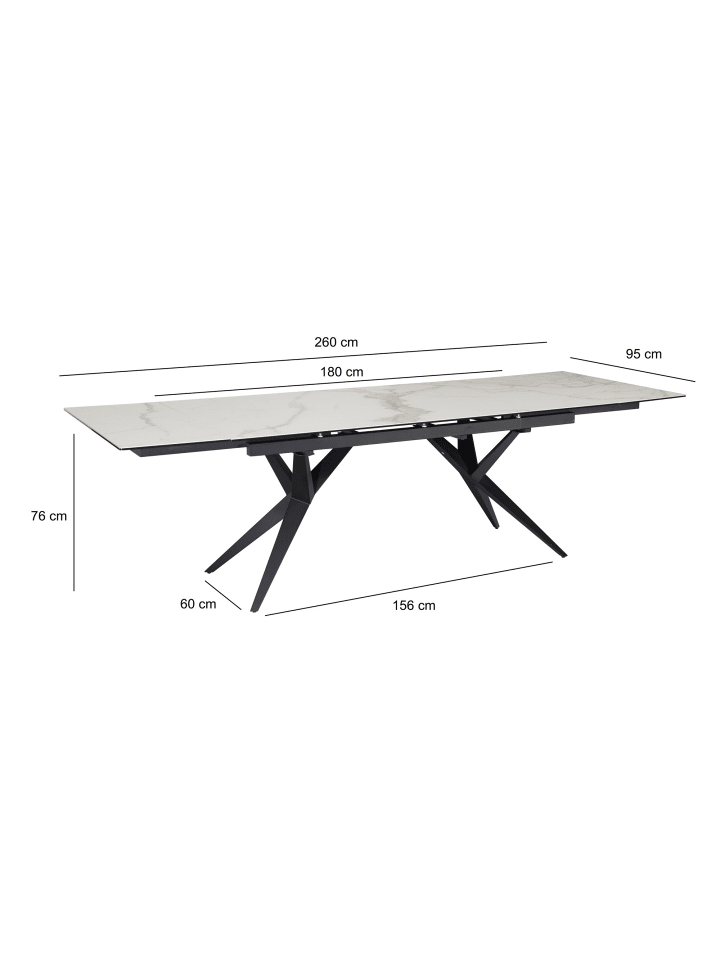 KADIMA DESIGN Esszimmertisch 180 - 260 cm Ausziehbar Keramik Glas , in Weiß günstig kaufen onesize
