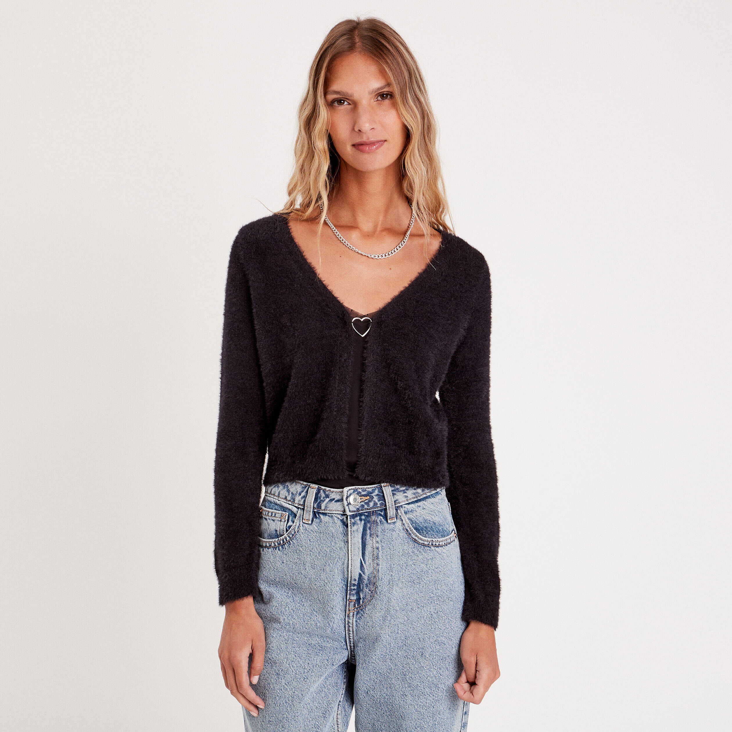 Gilet manches longues noir femme | Cache Cache