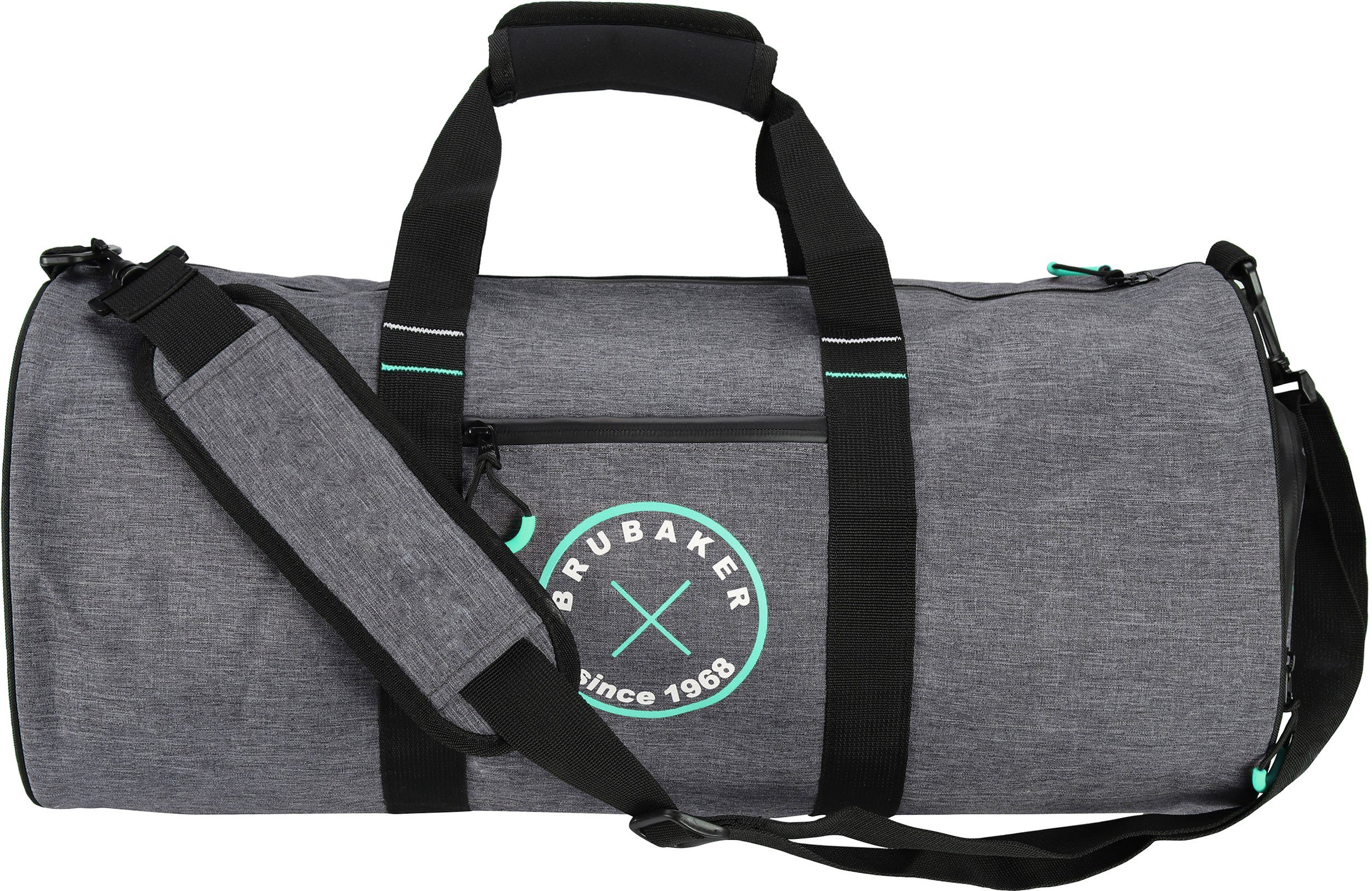 BRUBAKER Sporttasche Unisex Duffle Bag Trainingstasche Grau (1-tlg., wasserabweisend, Duffelbag), 27 l Fitnesstasche mit Schuhfach und Nassfach, Reisetasche Duffel Bag, Dufflebag