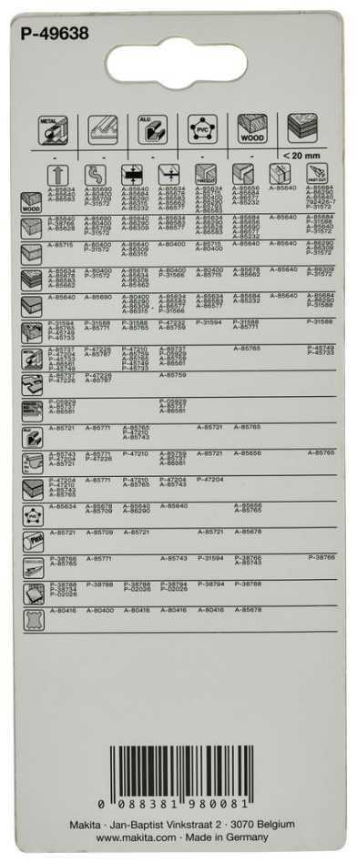 Makita Zubehör P-49638 Stichsägeblatt H+M 91 mm T345XF 5 Stück