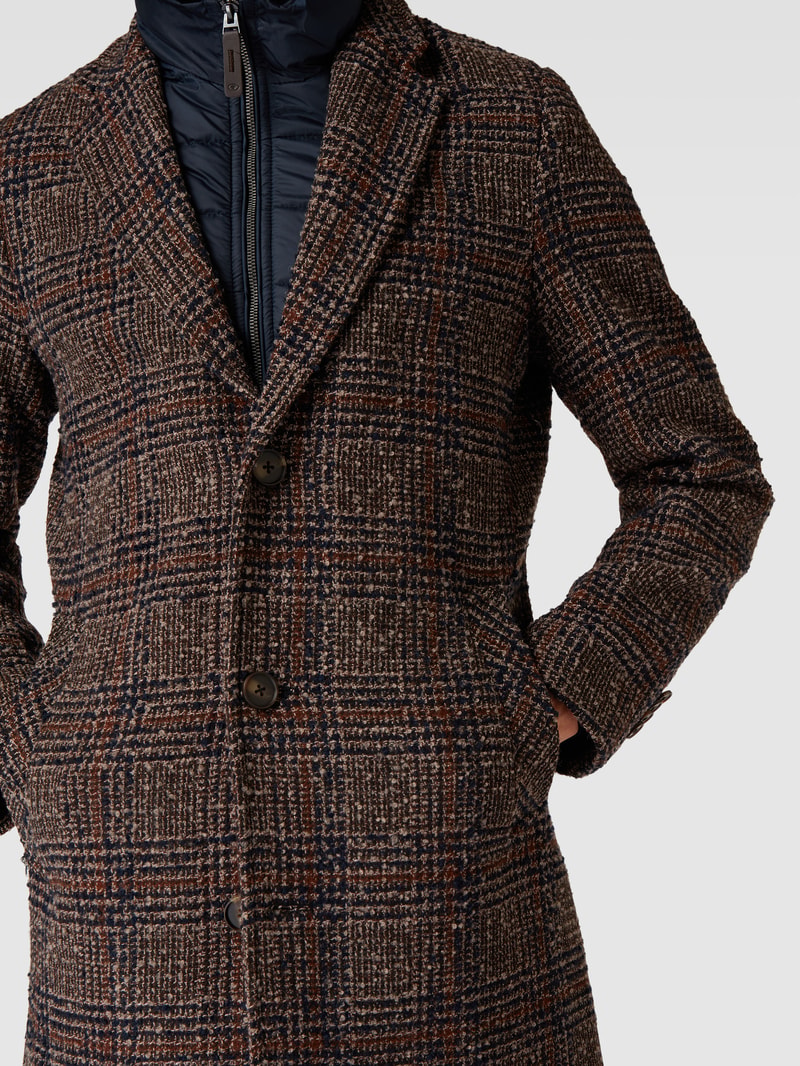 Mantel mit herausnehmbarem Reißverschluss Modell 'Wool Coat' in mittelbraun meliert