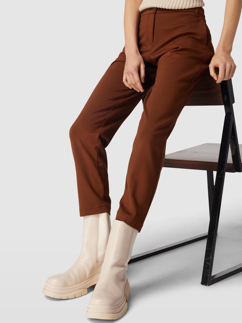 Straight Fit Chino mit Stretch-Anteil Modell 'Chino Jersey UNI' in dunkelbraun