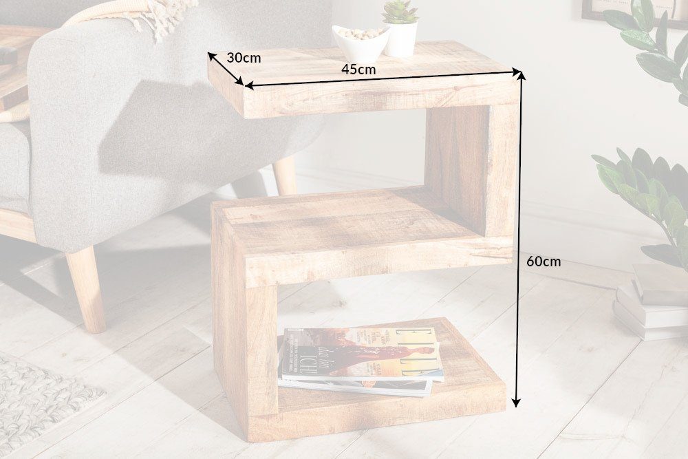 riess-ambiente Beistelltisch S 60cm natur, Massivholz · variabel stellbar · Handarbeit · Mangoholz
