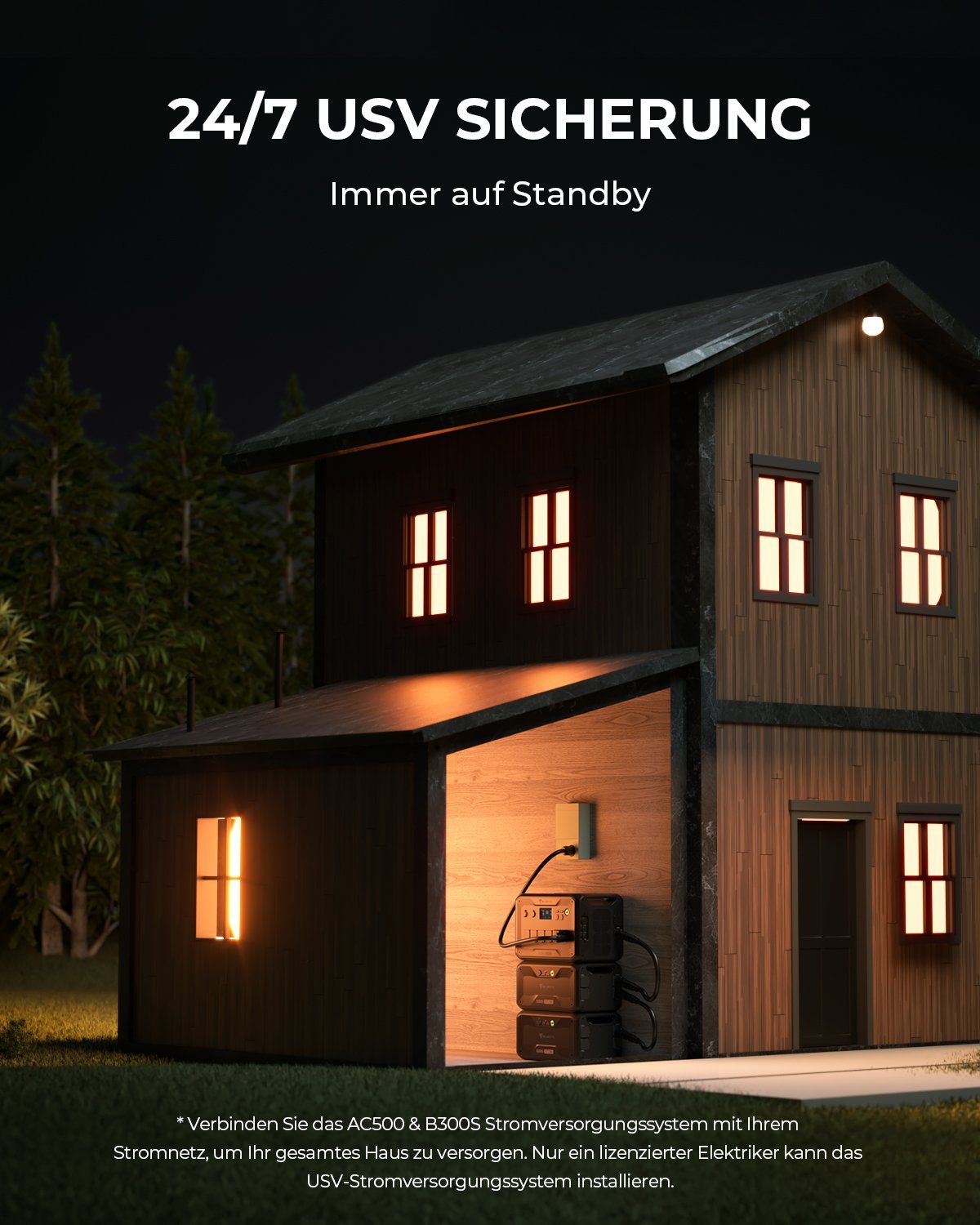 BLUETTI Stromerzeuger AC500+B300S 5000W/3072Wh Solargenerator, (Modulares Stromversorgungssystem, mit 6 5000W AC Ausgängen), für Hausgebrauch, Notfall, Stromausfall