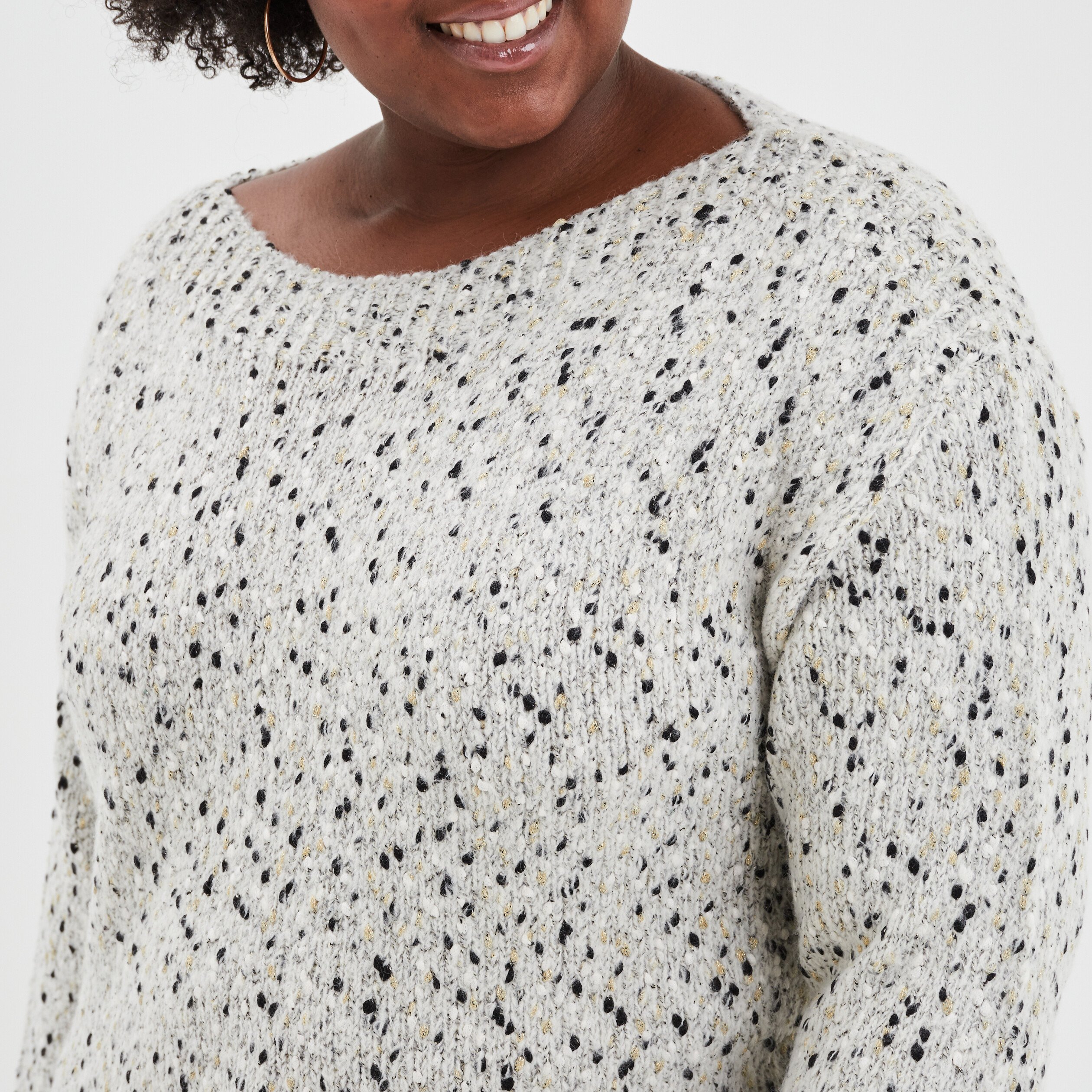Pull col rond bateau blanc femme grande taille | La Halle