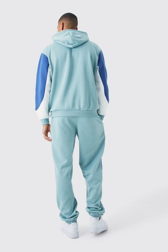 Oversize Colorblock Trainingsanzug mit Kapuze