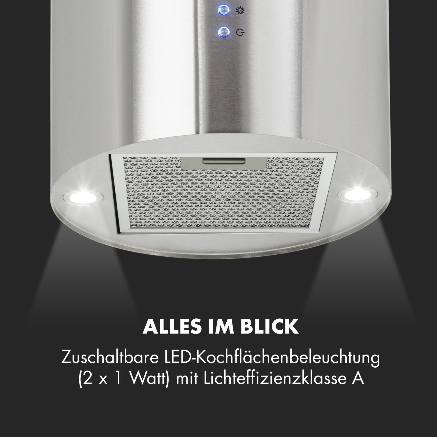 Klarstein Deckenhaube Serie TK15-Barett-SS Barett, Abzugshaube Insel Abluft Umluft Haube Dunstabzug Dunstabzugshaube