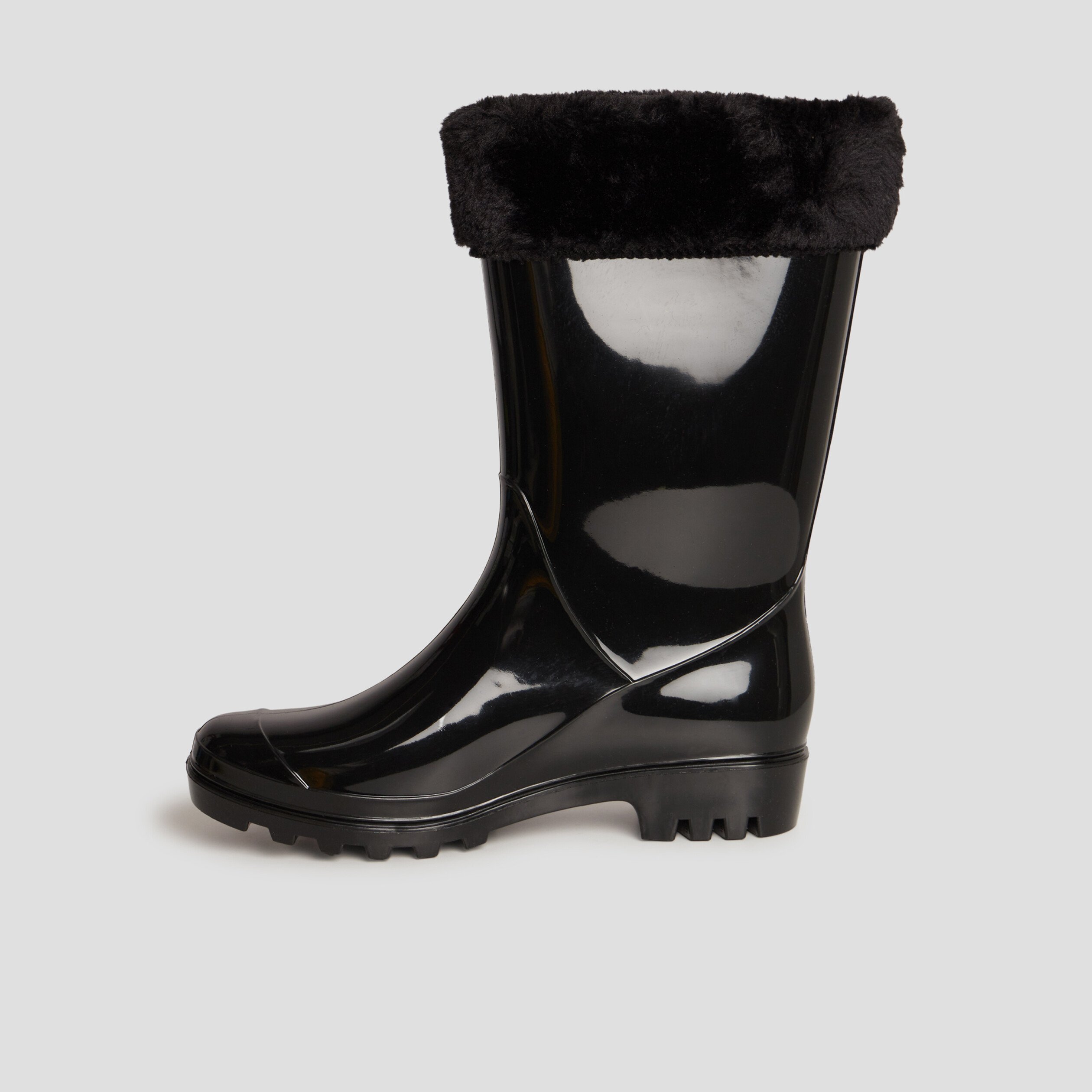 Bottes de pluie fourrées noir femme | La Halle