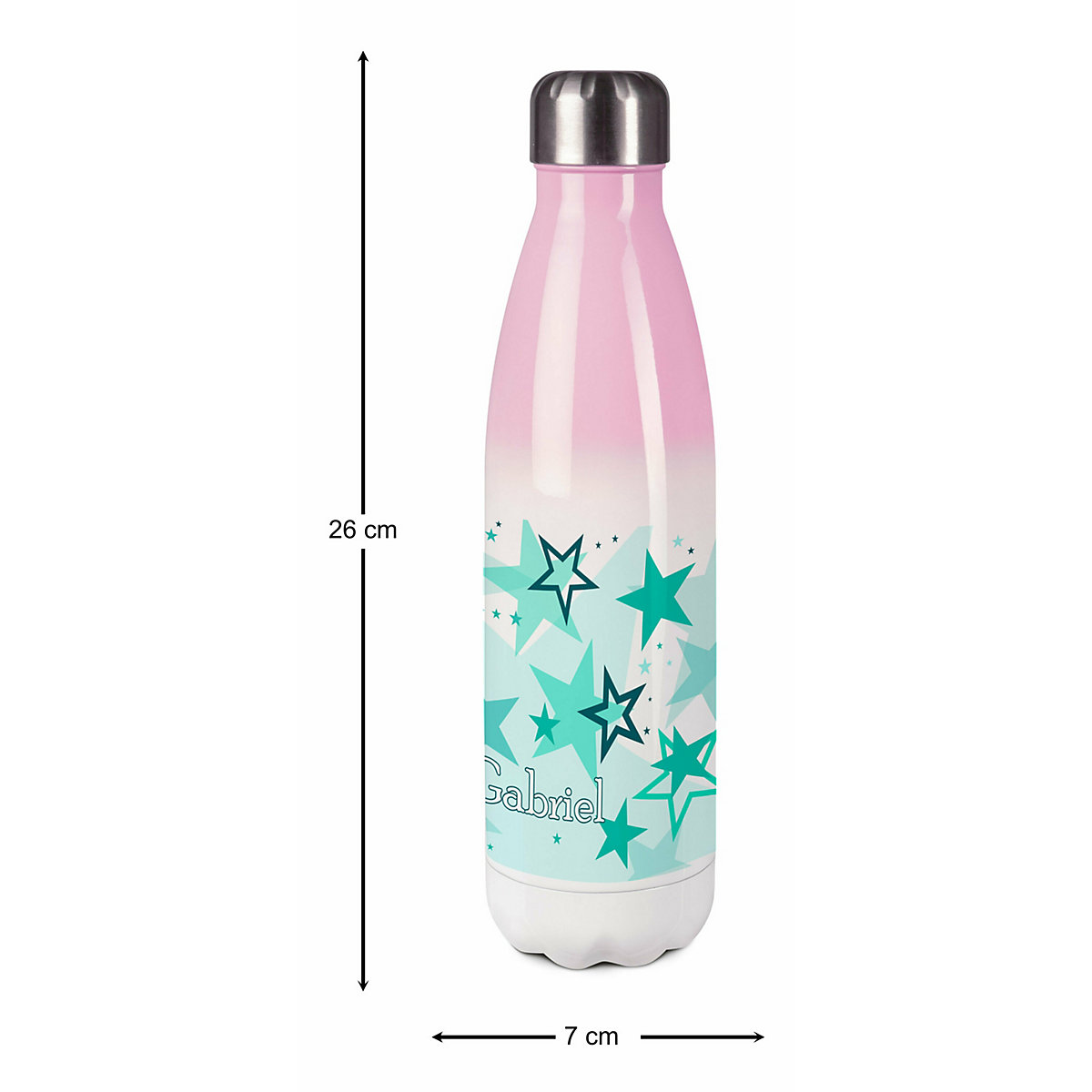 Edelstahl Kinder Thermoflasche / Trinkflasche bunt Sternenhimmel Farbe türkis Spülmaschinenfest, Auslaufsicher, Bruchfest, Doppelwandig, Für Heißgetränke geeignet, Mit Deckel, Isoliert