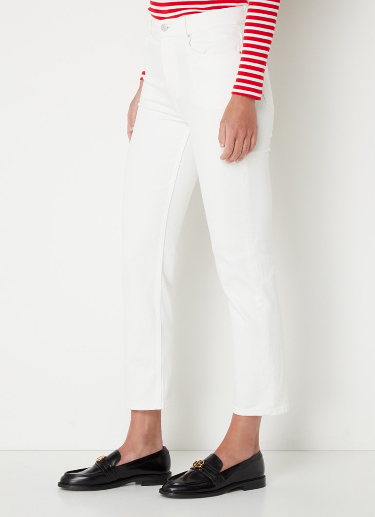 Modele Jean Claudie Pierlot Jean-Toto cu toc înalt, mulate, scurte și cropped, într-o culoare decolorată
