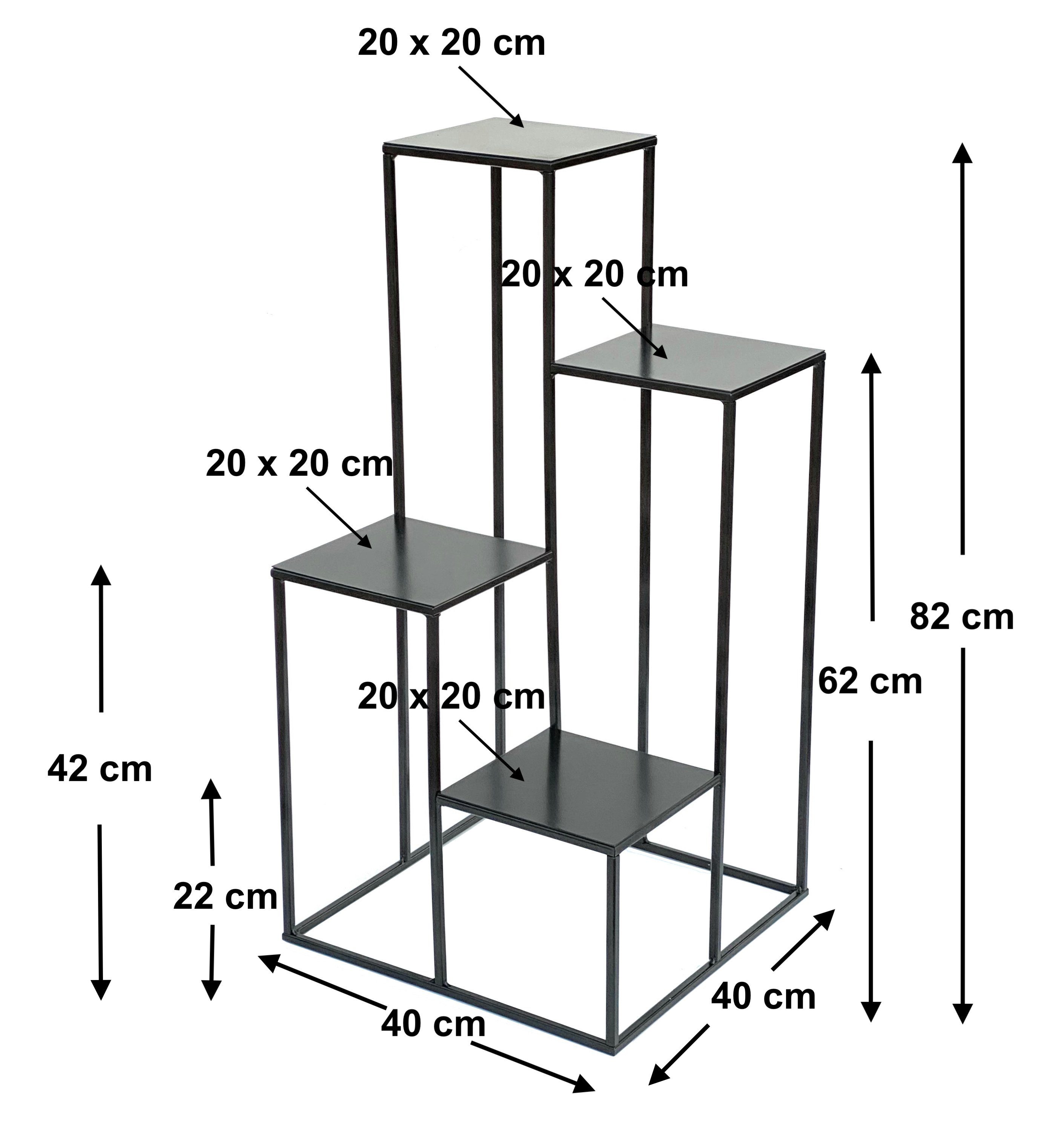 DanDiBo Blumenständer Blumentreppe Metall Schwarz 82 cm Pflanzentreppe Blumenständer 435 Blumensäule Modern Pflanzenständer Blumenhocker