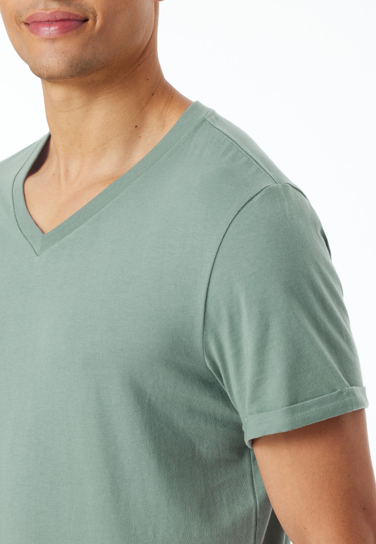 Shirt kurzarm V-Ausschnitt linde - Mix+Relax
