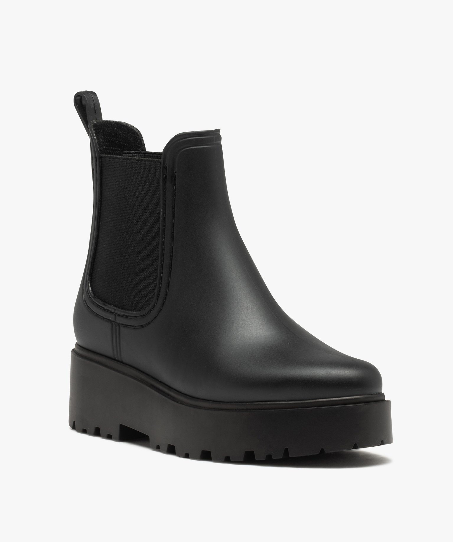 Boots femme unies style Chelsea à semelle plateforme crantée noir | GEMO
