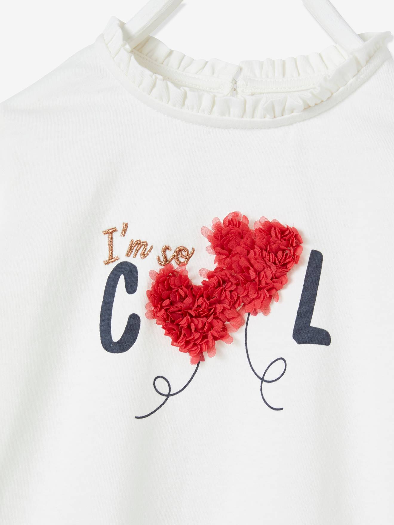 T-shirt motif fantaisie en relief fille curry