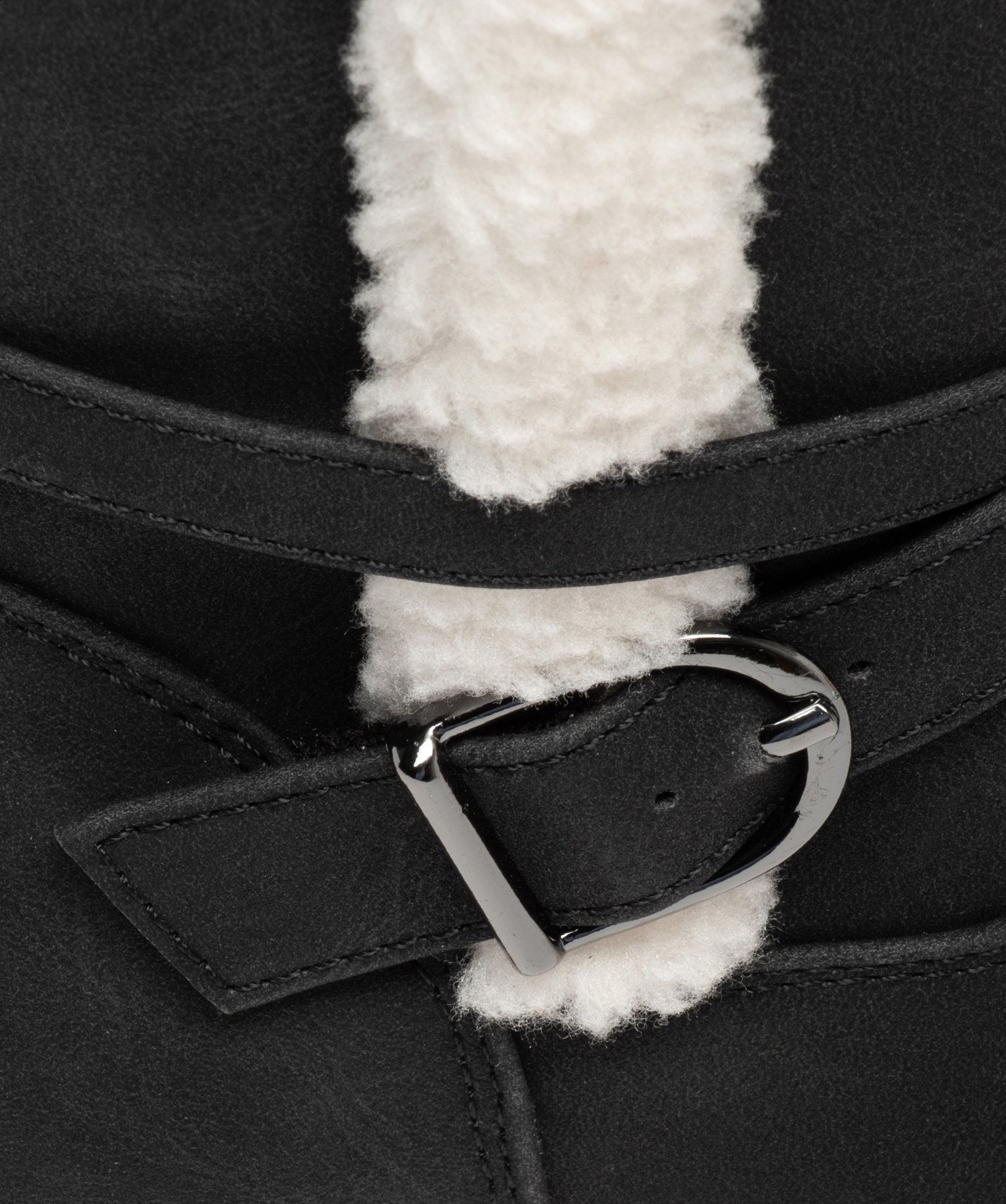 Bottes fille à talon plat et bordures en sherpa noir | GEMO