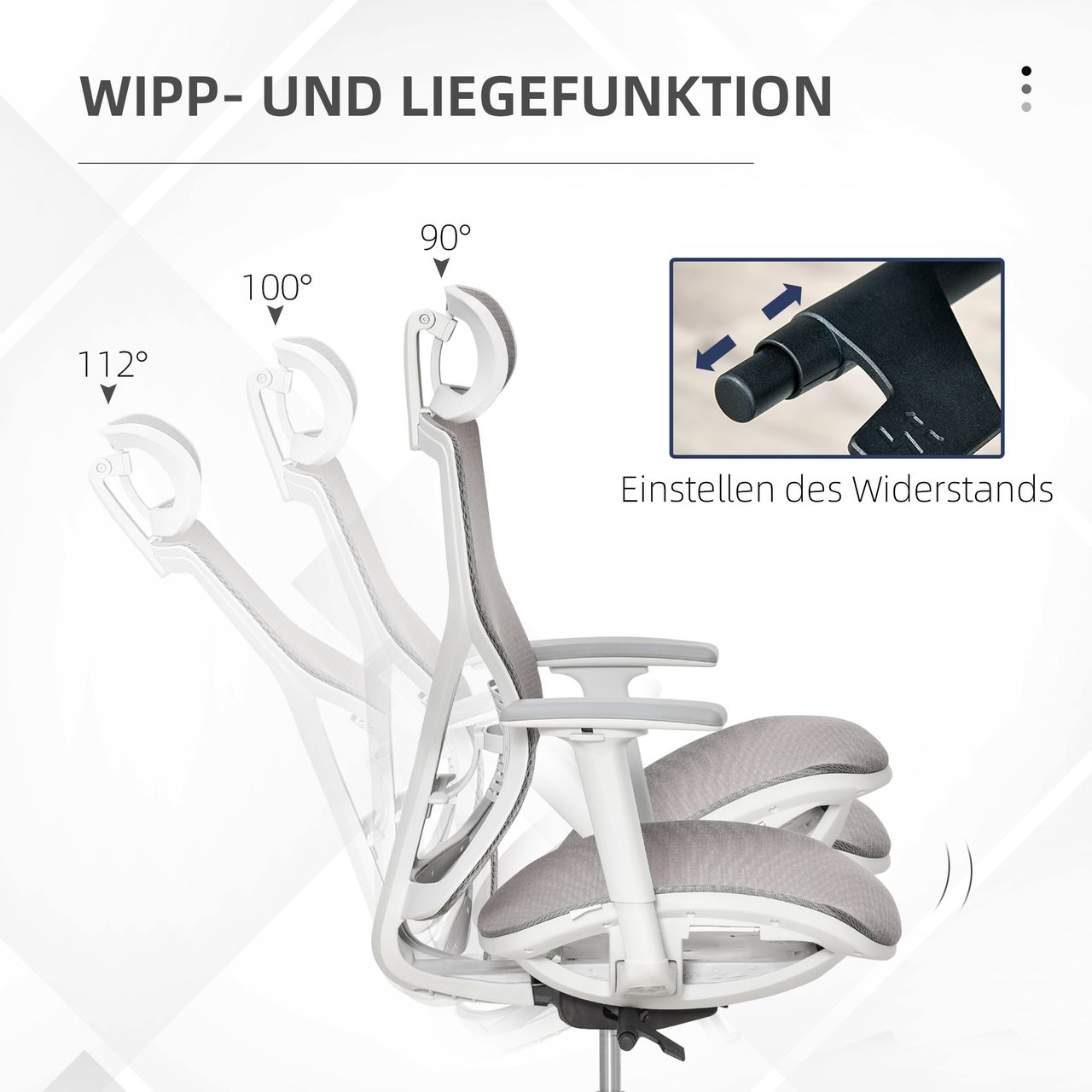 Vinsetto Bürostuhl Drehstuhl höhenverstellbar mit 3D-Armlehne 3 Stufen Mesh