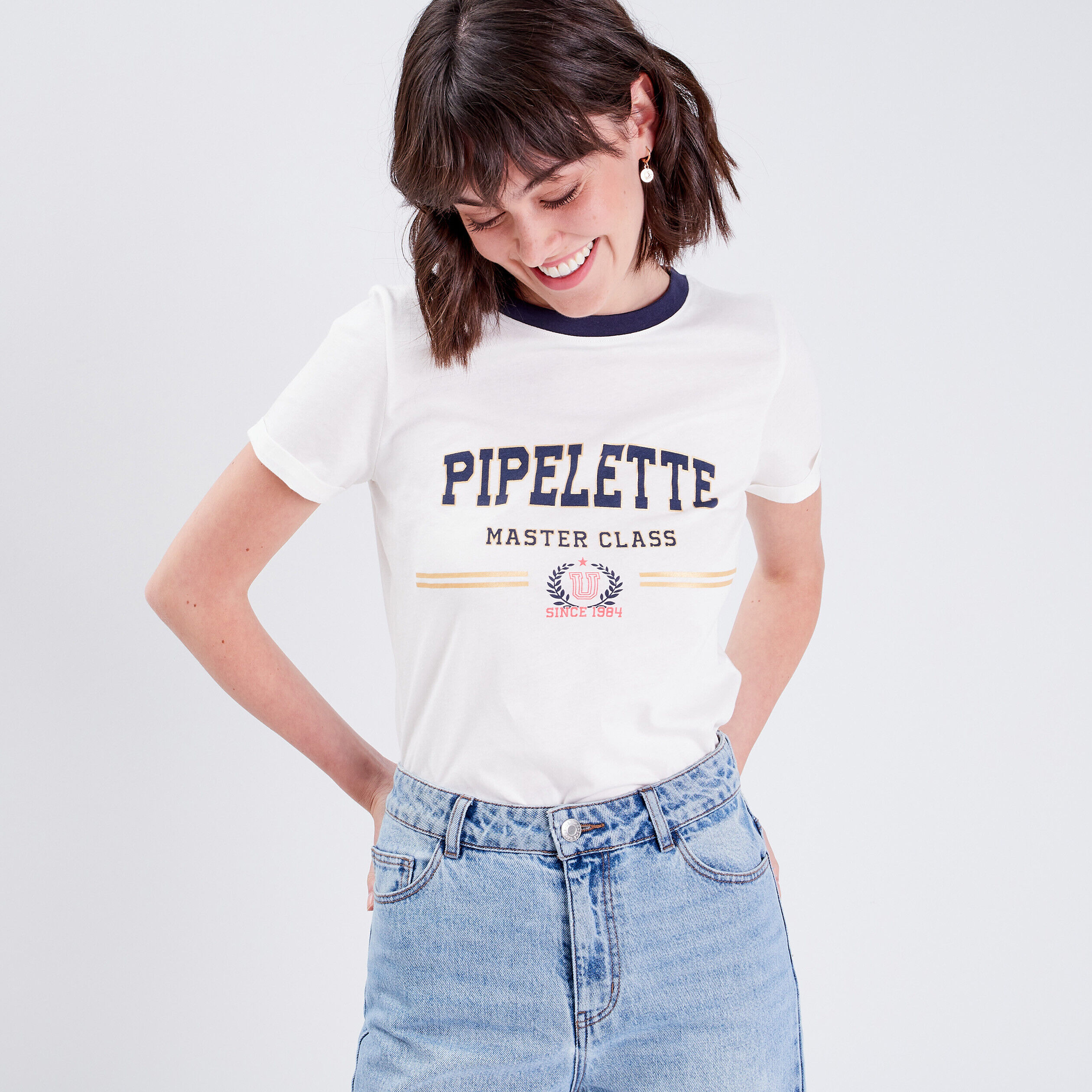 T-shirt manches courtes ecru femme | Cache Cache
