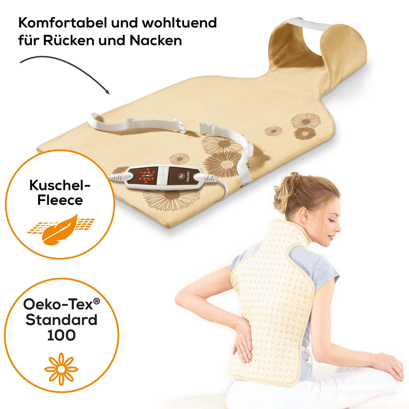 Beurer Rücken-/Nacken-Heizkissen HK 58 Cosy-Heizkissen für Nacken & Rücken mit praktischer Befestigung