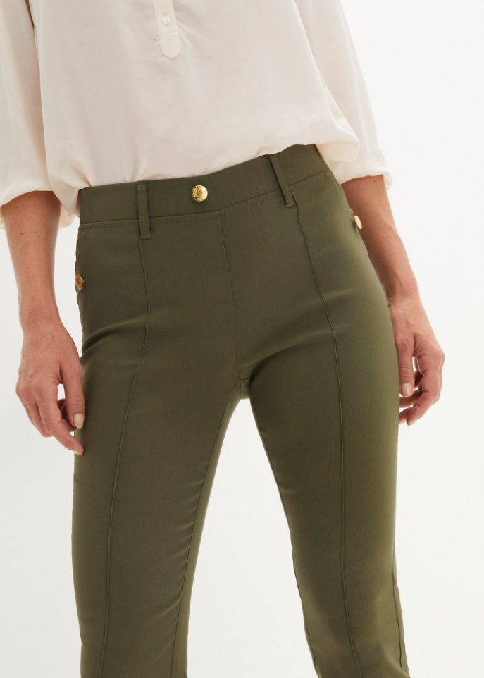 Stretch-Schlupfhose mit Zierknöpfen