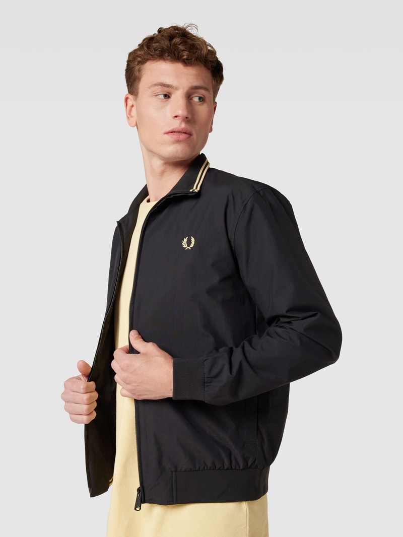 Jacke mit Label-Stitching Modell 'Brentham' in schwarz