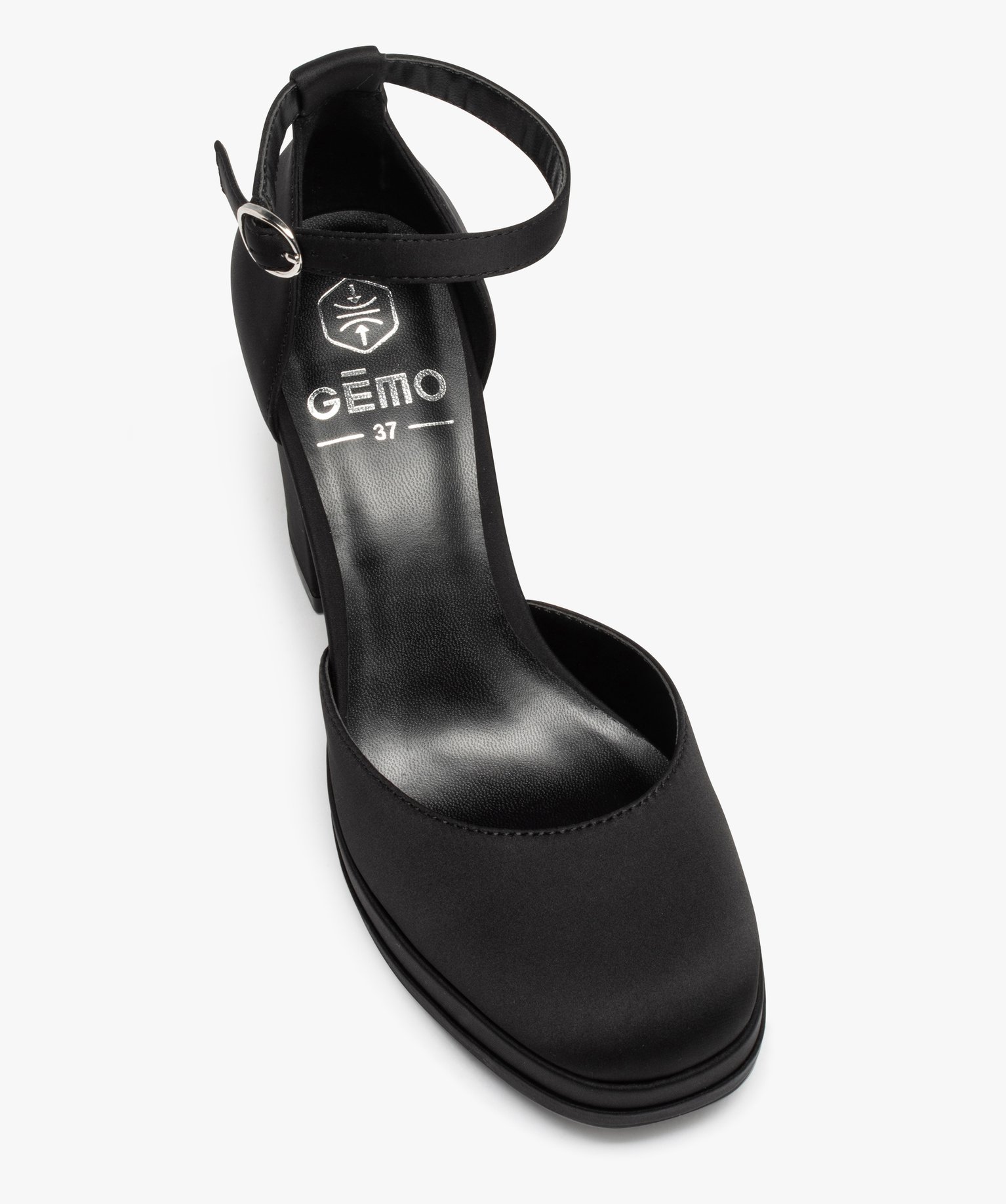 Escarpin en satin avec plateforme et talon haut femme noir | GEMO