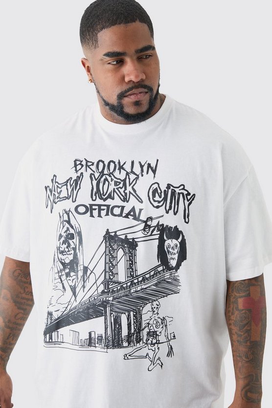 Plus Oversize T-Shirt mit Official City Print