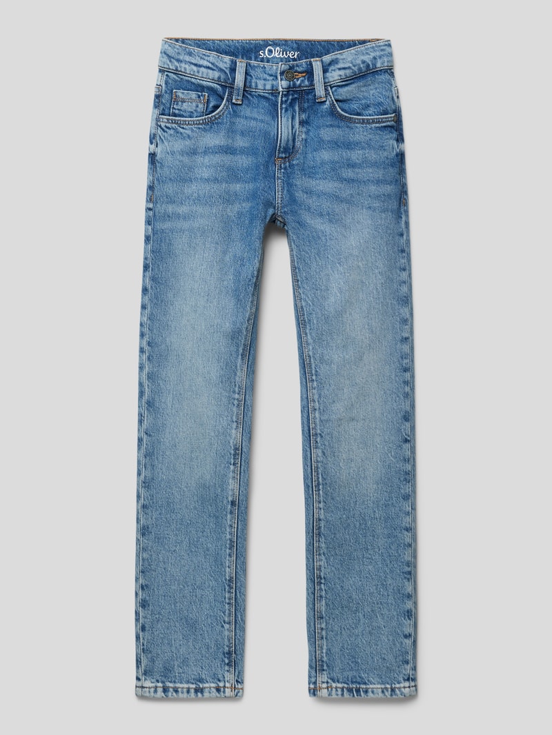 Slim Fit Jeans mit Knopfverschluss in blau