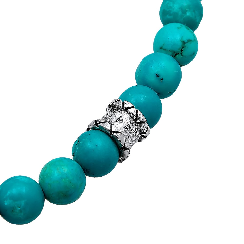 KUZZOI KUZZOI Bracelet Hommes perles avec howlite turquoise en argent sterling 925 Bracelet