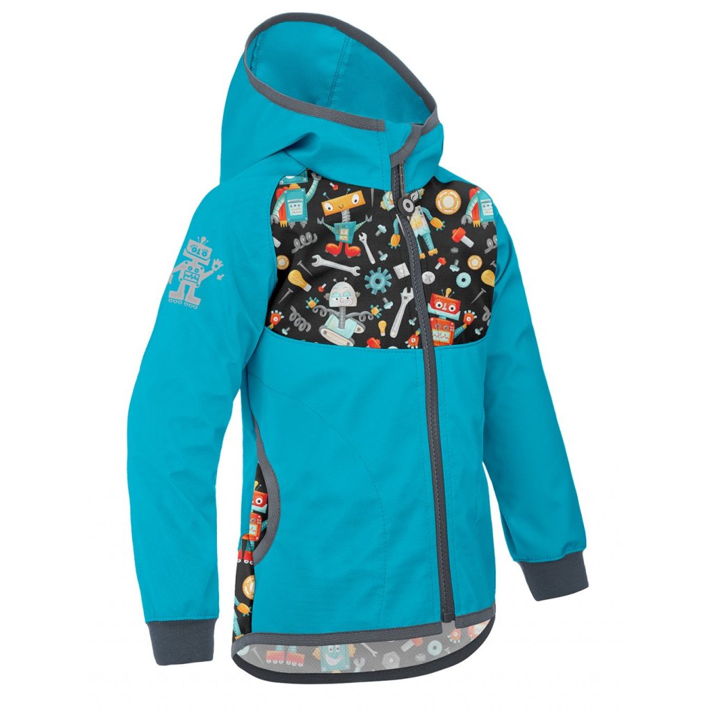 Unuo Kinder-Softshelljacke mit Fleece Roboter Smaragdgrün