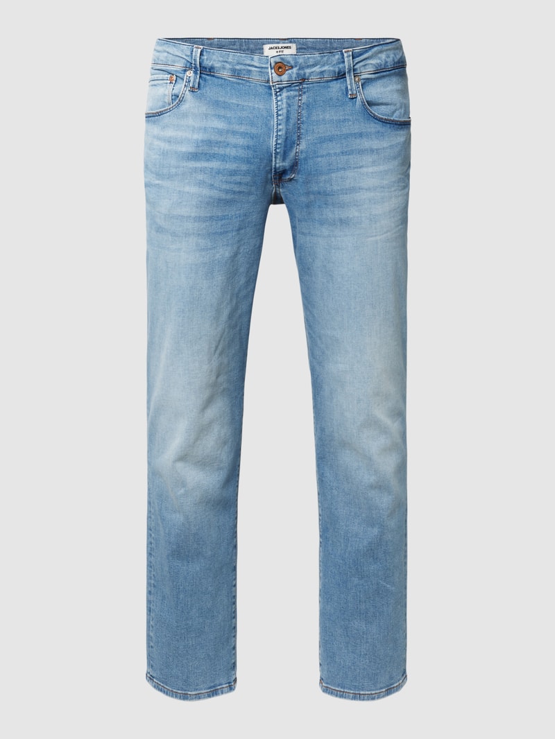 PLUS SIZE Jeans mit Label-Patch Modell 'GLENN' in jeans