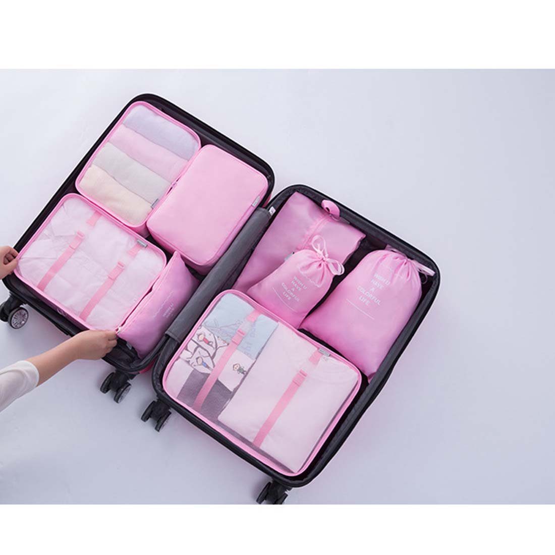 YANN Aufbewahrungstasche Siebenteiliges Reise-Aufbewahrungstaschen-Set, (Reisetasche für Kleidung, Schuhe und Gepäck, 7-tlg), separate Aufbewahrungstasche für Toilettenartikel und Kosmetika