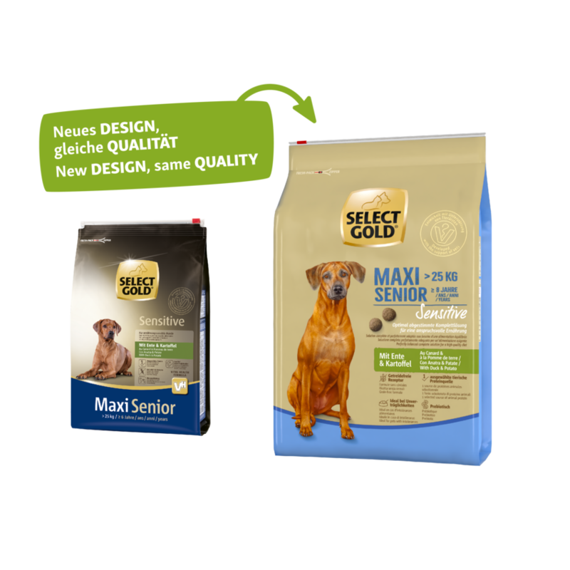 SELECT GOLD Hundetrockenfutter SELECT GOLD Sensitive Senior Maxi Ente & Kartoffel 4 kg
