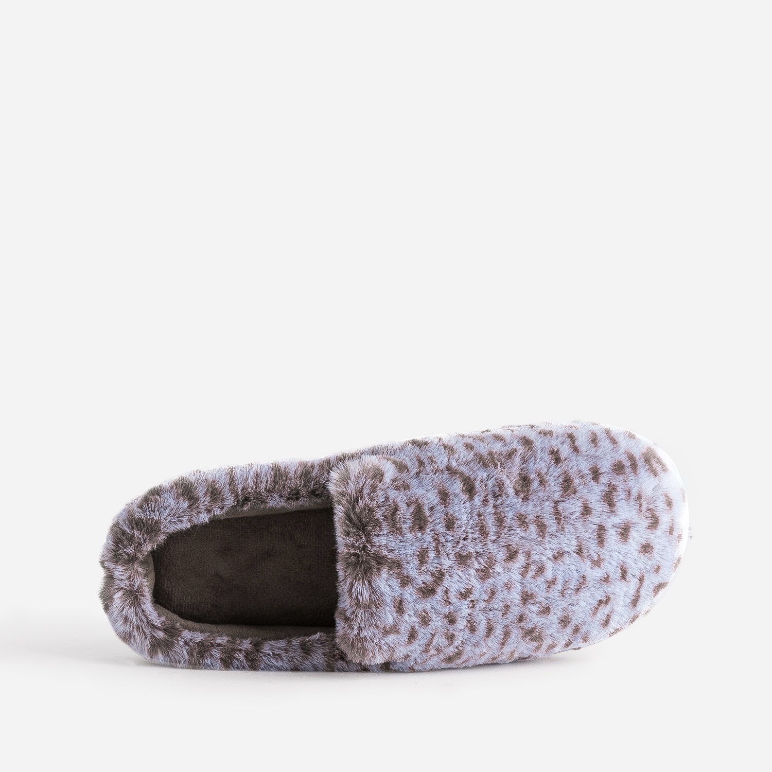 Mule grise à motif animalier