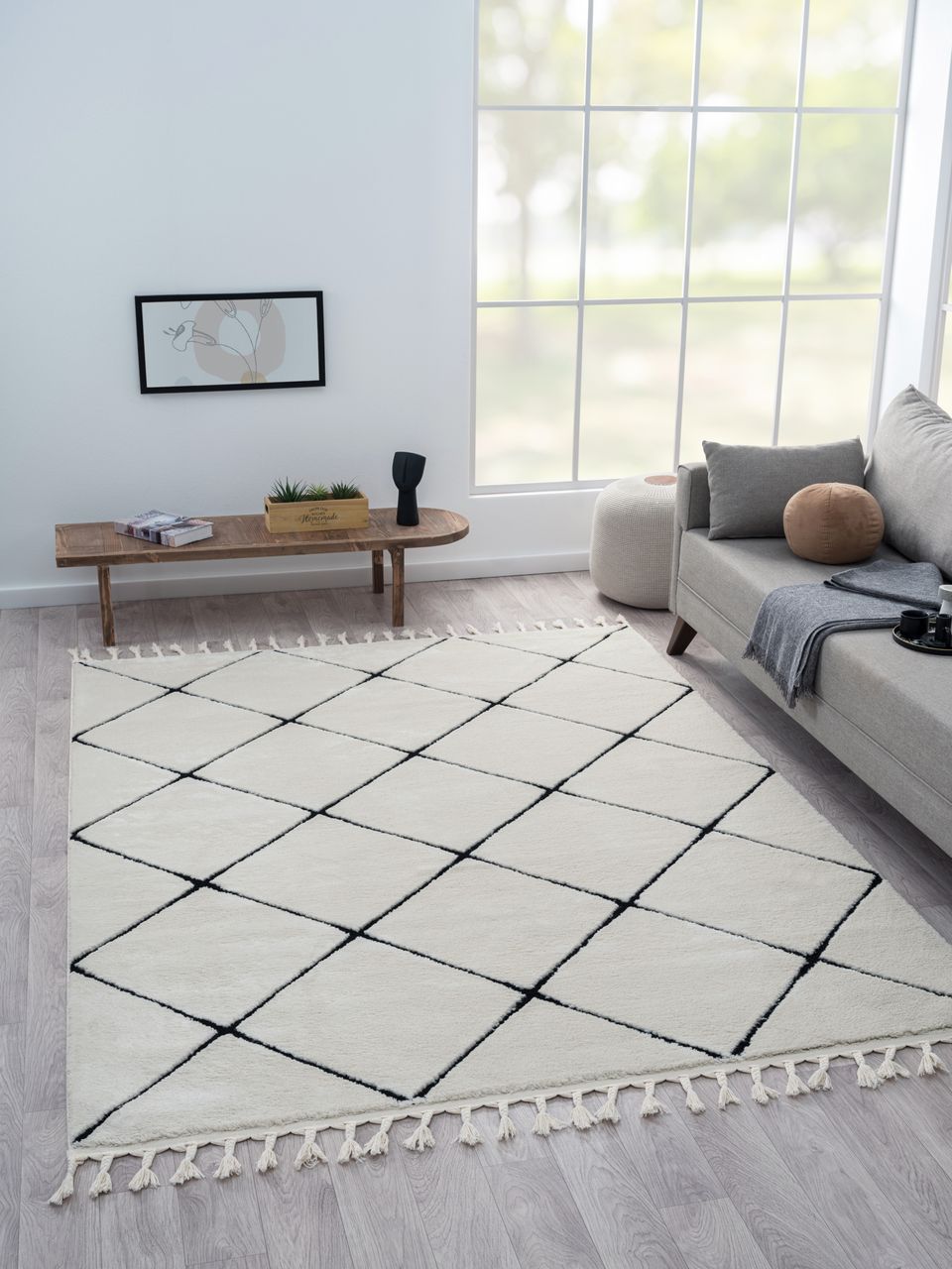 MyFlair Teppich Moroccan Divine, 190 cm x 240 cm, Farbe weiß, rechteckig, Florhöhe 19mm