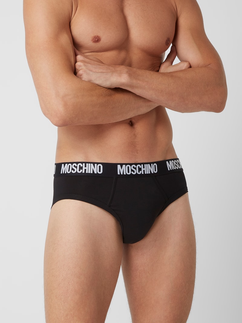 Slip mit Stretch-Anteil im 2er-Pack in schwarz