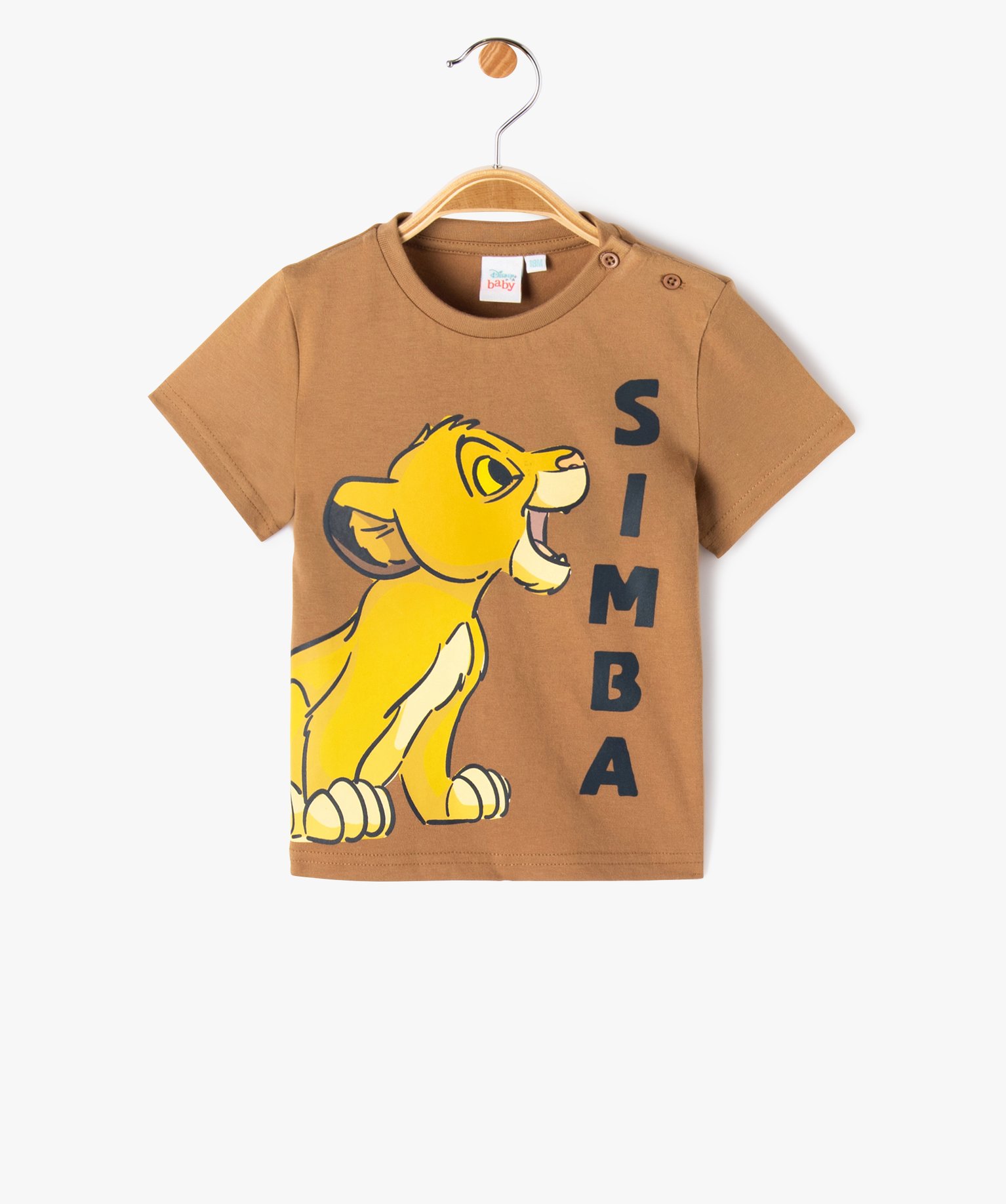 Tee-shirt manches courtes en coton imprimé héros bébé ga... marron | GEMO