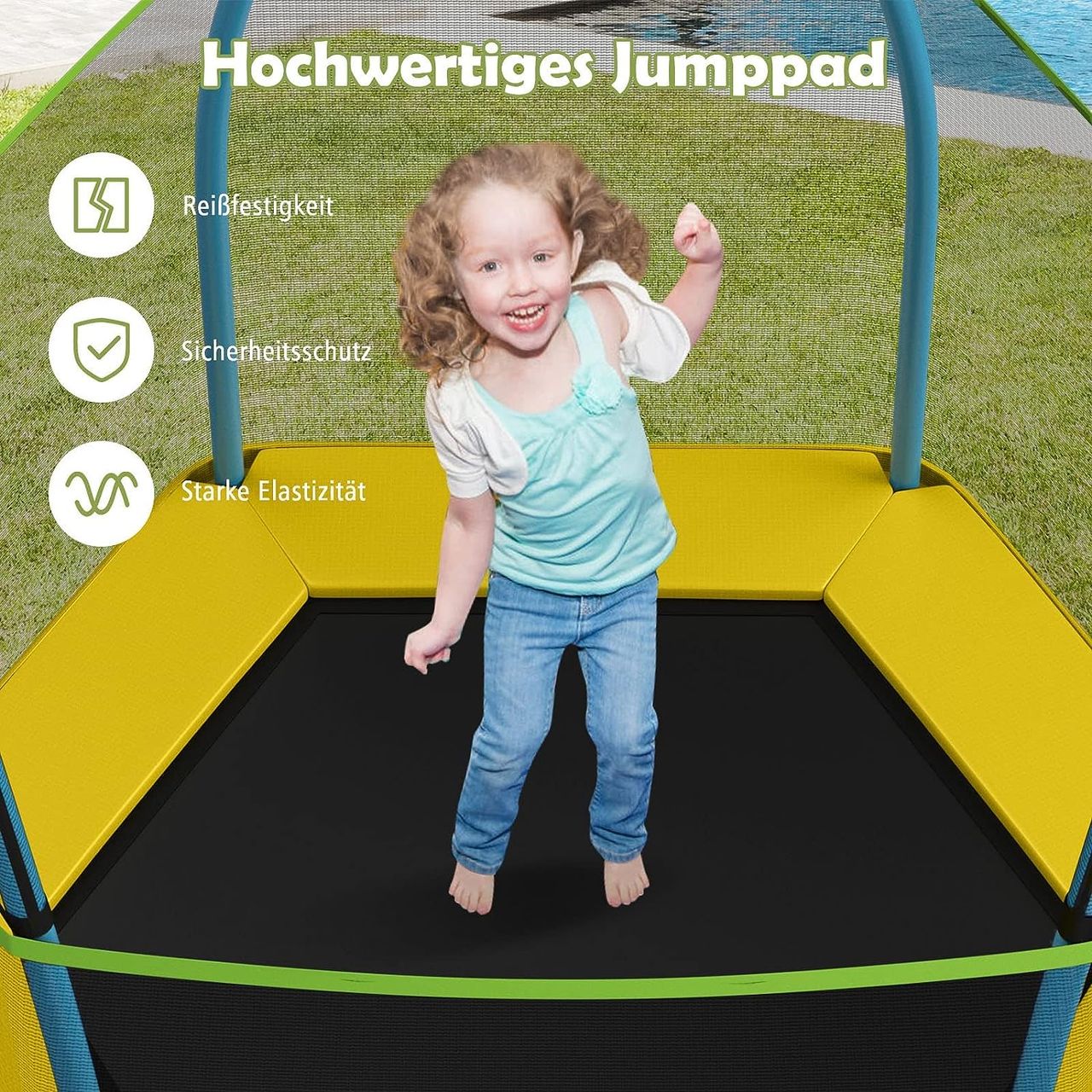 Costway COSTWAY Ø223cm Gartentrampolin mit Sicherheitsnetz