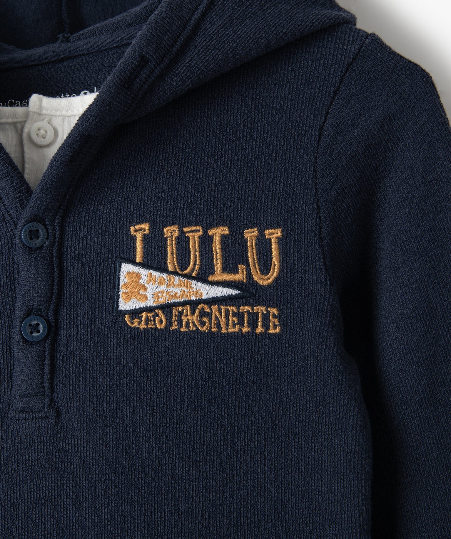 Tee-shirt bébé Garçon à capuche et manches longues en ma... marine | GEMO