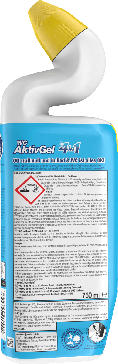 WC-Reiniger 00 Aktiv Gel 4in1 Cool Arctic, 750 ml
