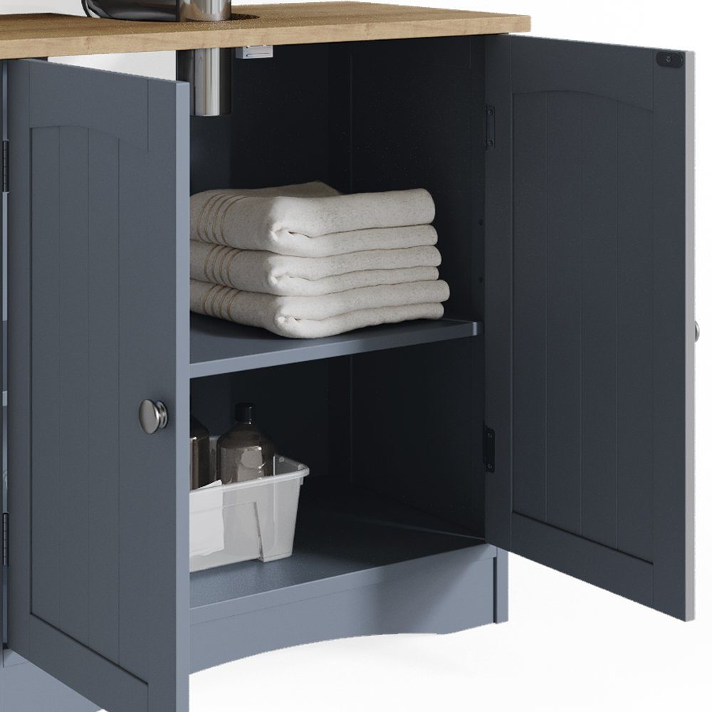 Vicco Badmöbel-Set Badezimmerset BIANCO Grau im Landhausstil Set 2, (3-er Set, 3-St., 3-er Set)