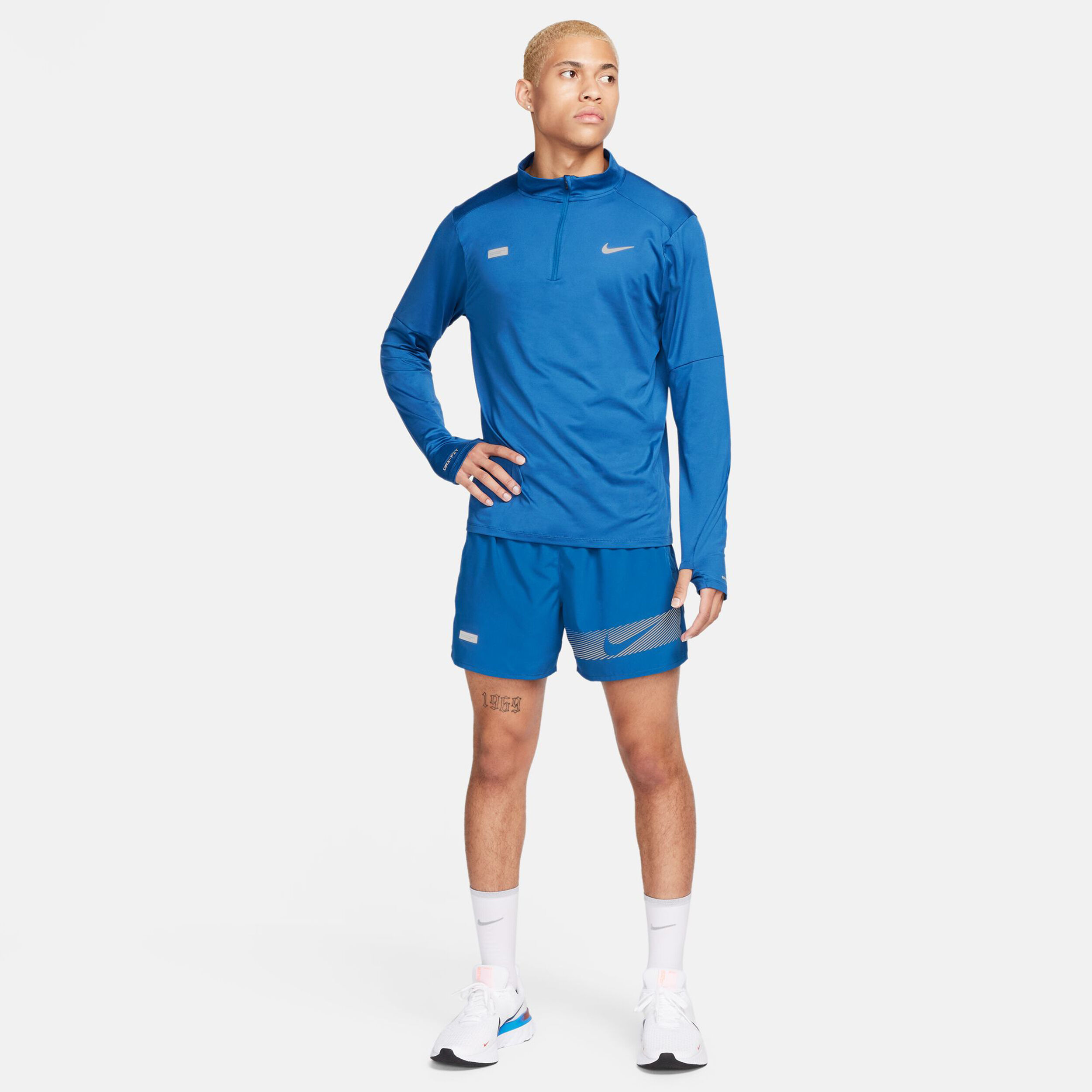 Dri-Fit Element Flash Half-Zip Laufshirt Herren - Blau