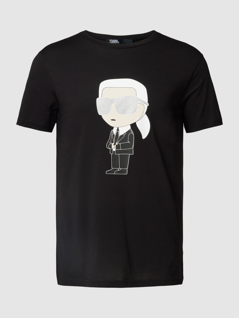 T-Shirt mit Motiv-Print in schwarz