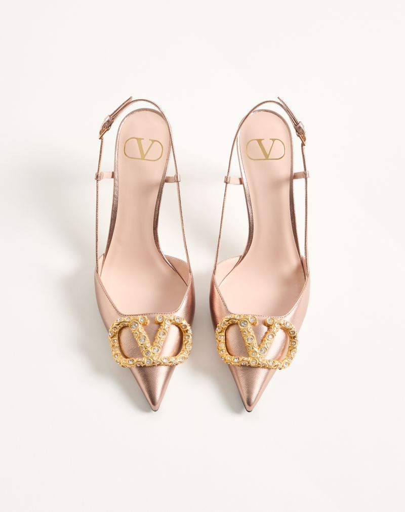 Bomba Slingback VLogo Signature em napa laminada de 80 mm