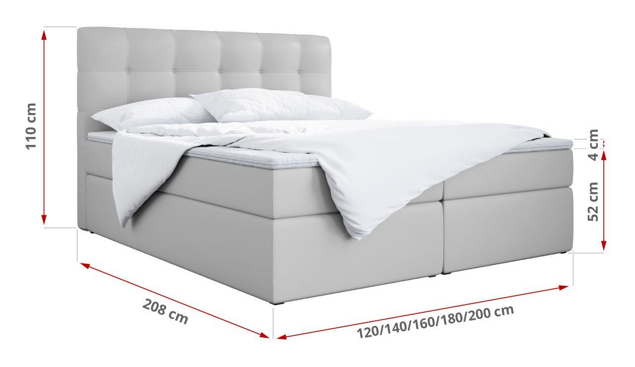 MKS MÖBEL Boxspringbett TOP 1, mit Bettkasten, Doppelbett mit Multipocket-Matratze und Topper